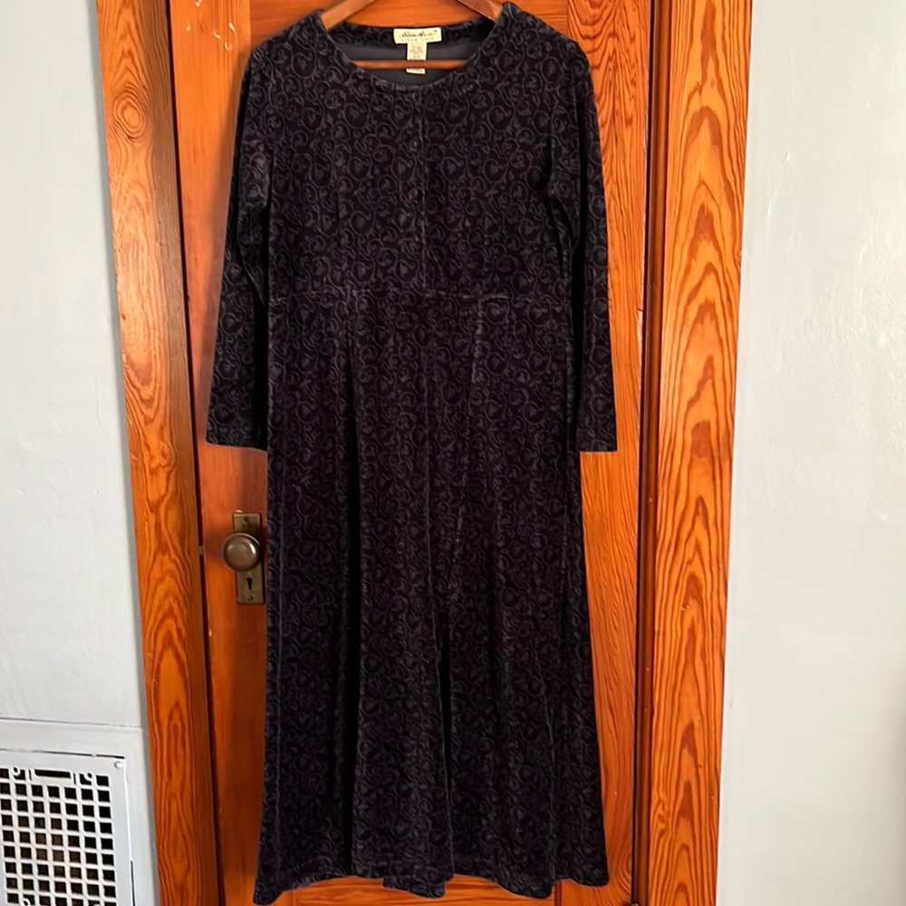 Eddie Bauer Navy Velvet Dress Small Petite